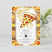 Invitation Boho Watercolor Pizza Anniversaire (Debout devant)