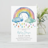 Invitation Boho Watercolor Rainbow Baby shower (Debout devant)