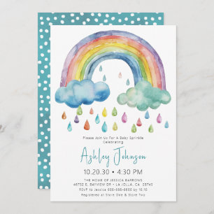 Invitation Boho Watercolor Rainbow Baby shower