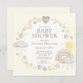 Invitation Boho Watercolor Rainbow Baby shower (Devant / Derrière)