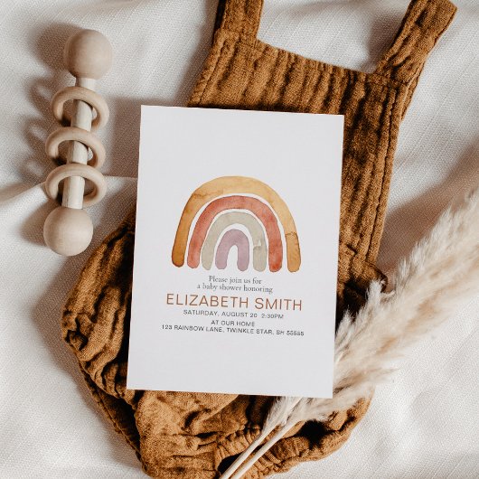 Invitation Boho Watercolor Rainbow Baby shower