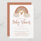 Invitation Boho Watercolor Rainbow Baby Shower (Devant / Derrière)