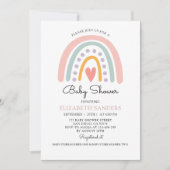 Invitation Boho Watercolor Rainbow Baby Shower Girl (Devant)