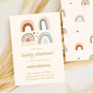 Invitation Boho Watercolor Rainbow Baby shower mou