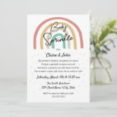 Invitation Boho Watercolor Rainbow Baby Sprinkle (Debout devant)
