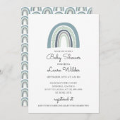 Invitation Boho Watercolor Rainbow Blue Baby Boy Shower Invit (Devant / Derrière)