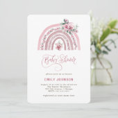 Invitation Boho Watercolor Rainbow Girl Baby shower (Debout devant)