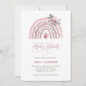 Invitation Boho Watercolor Rainbow Girl Baby shower (Devant)