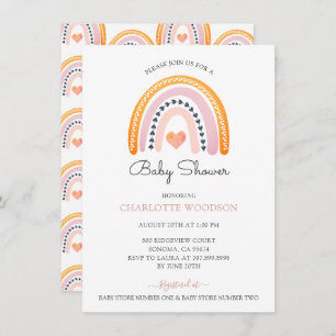 Invitation Boho Watercolor Rainbow Girl Baby shower