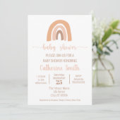 Invitation Boho Watercolor Rainbow Terracotta Baby shower (Debout devant)