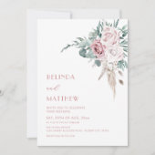 Invitation Boho Watercolor Roses Modern (Devant)