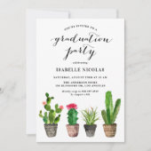 Invitation Boho Watercolor Succulents Graduation Party (Devant)