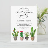 Invitation Boho Watercolor Succulents Graduation Party (Debout devant)