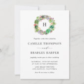 Invitation Boho Watercolor Succulents Wreath Floral Mariage (Devant)