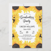 Invitation Boho Watercolor Sunflowers Graduation Party Invita (Devant)