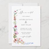Invitation Boho Watercolor Wildflower Calligraphy Wedding (Devant)