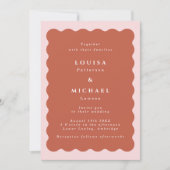 Invitation Boho Wavy Border Terracotta & Blush Mariage (Devant)