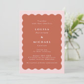 Invitation Boho Wavy Border Terracotta & Blush Mariage (Debout devant)