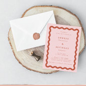 Invitation Boho Wavy Frame Blush & Mariage en terre cuite