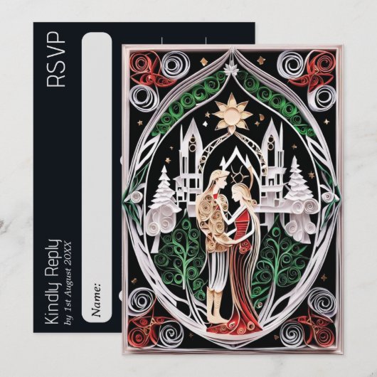Invitation Boho Wedding RSVP (Devant / Derrière)