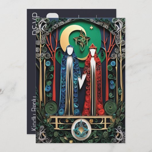 Invitation Boho Wedding RSVP (Devant / Derrière)