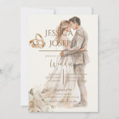 Invitation Boho wedding with ring and bride groom Silhouette (Devant)