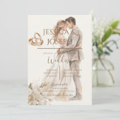Invitation Boho wedding with ring and bride groom Silhouette (Debout devant)