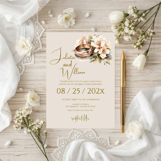 Invitation Boho Wedding with Rings