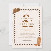 Invitation Boho Western Ampersand Wavy Frame Qr Code Mariage (Devant)