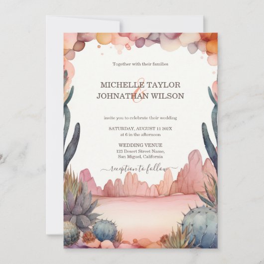 Invitation Boho Western Canyon Mexicain Cactus Desert (Devant)