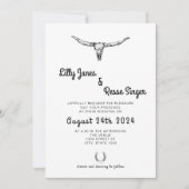 Invitation Boho Western Cow Skull Russe Mariage (Devant)