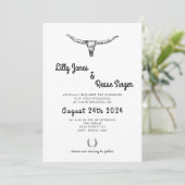Invitation Boho Western Cow Skull Russe Mariage (Debout devant)