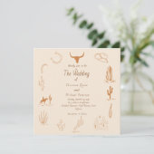 Invitation Boho Western Cowboy Mariage d'illustration (Debout devant)