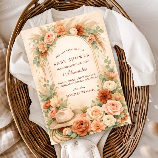 Invitation Boho Western Floral Baby Shower