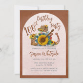 Invitation Boho Western Guitar Sunflower 100e fête d'annivers (Devant)