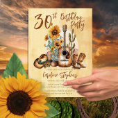 Invitation Boho Western Guitar Sunflowers 30e fête d'annivers