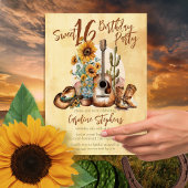 Invitation Boho Western Guitar Sunflowers Sweet 16 Party