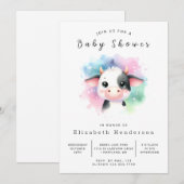 Invitation Boho Whimsical Graceful Baby shower Vache (Devant / Derrière)