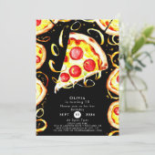 Invitation Boho Whimsical Pizza Anniversaire (Debout devant)