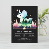 Invitation Boho Whimsical Triceratops Anniversaire (Debout devant)