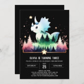 Invitation Boho Whimsical Triceratops Anniversaire (Devant / Derrière)
