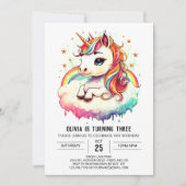 Invitation Boho Whimsical Unicorn anniversaire (Devant)