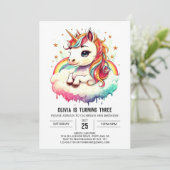 Invitation Boho Whimsical Unicorn anniversaire (Debout devant)