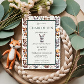 Invitation Boho Whimsical Woodland Animaux Baby Birthday