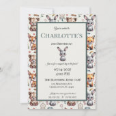 Invitation Boho Whimsical Woodland Animaux Baby Birthday (Devant)
