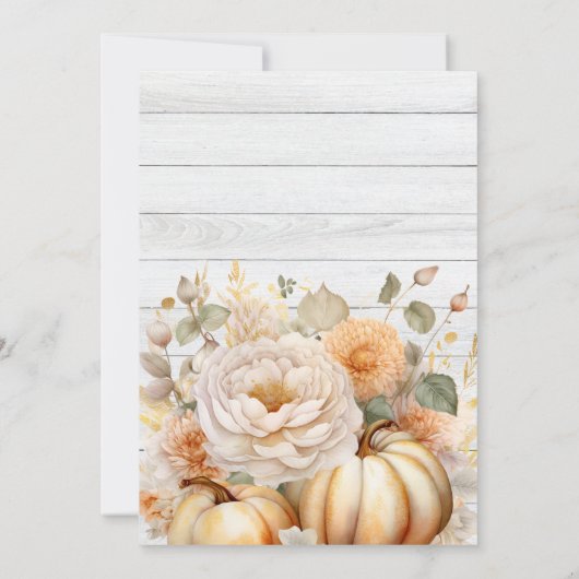 Invitation Boho White et Gold Parties scintillant Citrouilles (Dos)