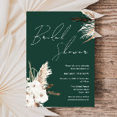 Invitation Boho White Floral Emerald Green Fête des mariées