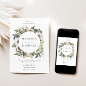 Invitation Boho White Floral Greenery Mariage de couronne