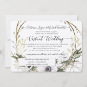 Invitation BOHO White Floral Wreath Rustique Mariage virtuel (Devant)