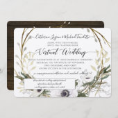 Invitation BOHO White Floral Wreath Rustique Mariage virtuel (Devant / Derrière)